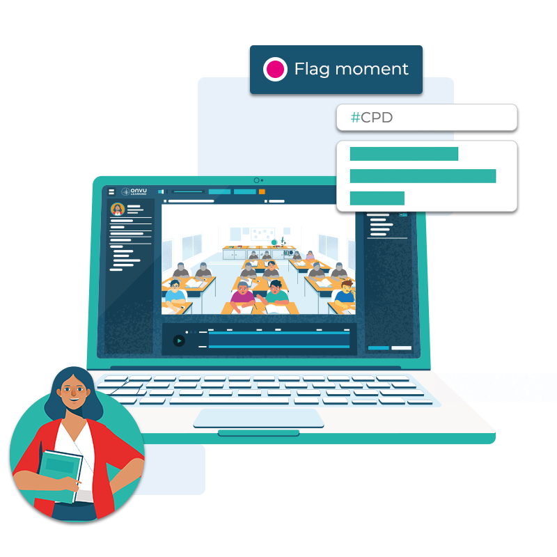 Flag moment function shown on video lesson capture platform