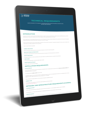 ONVU Learning Technical Requirements web page on a tablet device
